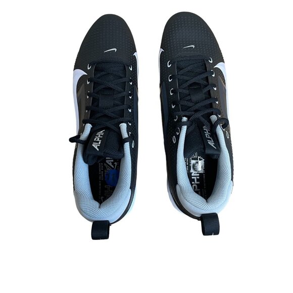 NIKE ALPHA MENACE 4 VARSITY FOOTBALL CLEATS MENS SZ 11.5 BLACK WHITE FN0027-001 - Picture 4 of 7